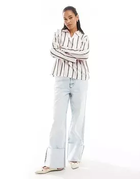 ASOS DESIGN - Футболка для студенческого футбола в розовую полоску