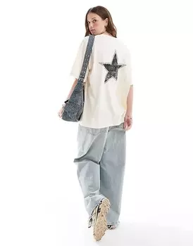 ASOS DESIGN – футболка оверсайз цвета экрю со звездой