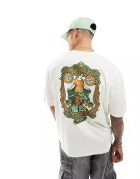 ASOS DESIGN – футболка оверсайз кремового цвета с принтом на спине