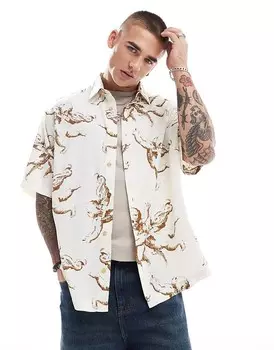 ASOS DESIGN – Футболка оверсайз нейтрального цвета с узором херувима