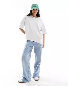 ASOS DESIGN – Футболка оверсайз серого цвета с глубоким вырезом сзади