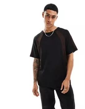 ASOS DESIGN – футболка оверсайз со вставками и вафельной структурой
