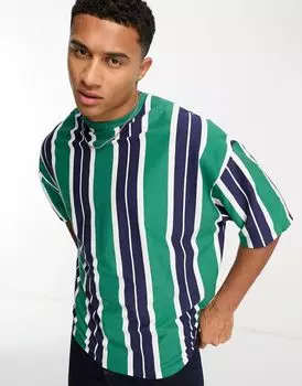 ASOS DESIGN – футболка оверсайз в зелено-синюю полоску