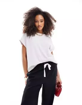 ASOS DESIGN – футболка с закатанными манжетами серого меланжевого цвета