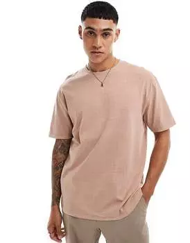 ASOS DESIGN – Футболка свободного кроя из плотной ткани размытого коричневого цвета