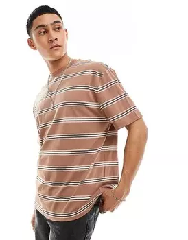 ASOS DESIGN – футболка свободного кроя в коричневую полоску