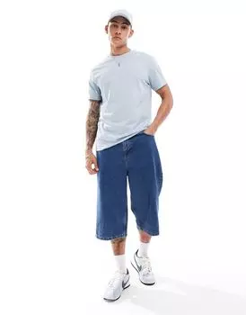 ASOS DESIGN – голубая футболка с закатанными рукавами