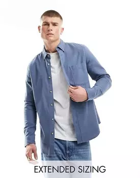 ASOS DESIGN – Голубая оксфордская рубашка с начесом