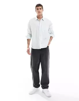 ASOS DESIGN – голубая рубашка оверсайз с длинными рукавами и карманом