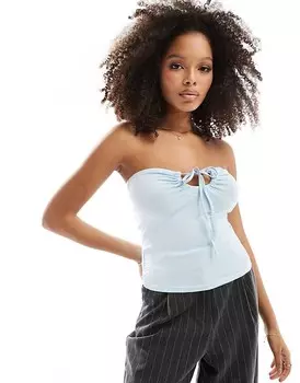 ASOS DESIGN – Голубой топ без бретелек с вырезом-капля и шнуровкой спереди