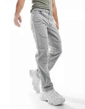 ASOS DESIGN – Голубые джинсы прямого кроя со вставками