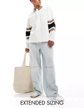 ASOS DESIGN – Голубые стираные супермешковатые джинсы со вставками