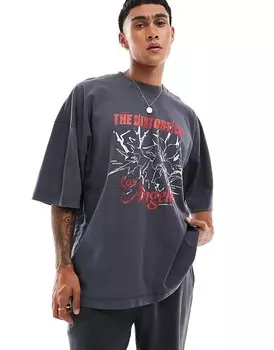 ASOS DESIGN – Графитовая футболка Extreme oversize с принтом Los Angeles