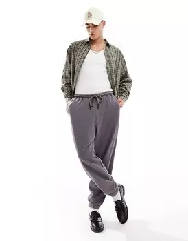 ASOS DESIGN – графитовые джоггеры оверсайз с потертым эффектом