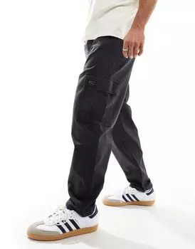 ASOS DESIGN – графитовые зауженные брюки-карго оверсайз с нашивкой