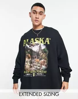 ASOS DESIGN — графитовый свитшот в стиле oversize с винтажным принтом
