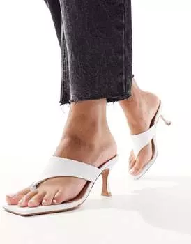 ASOS DESIGN – Hailey – шлепанцы из белой кожи на среднем каблуке