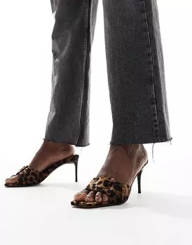 ASOS DESIGN – Hellish – Мюли на среднем каблуке с декоративной пряжкой с леопардовым принтом