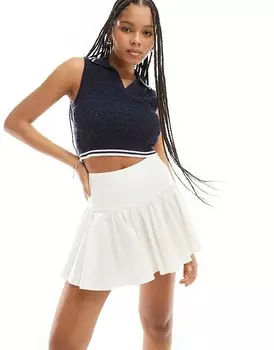 ASOS DESIGN – Хлопковая мини-юбка кремового цвета с заниженной талией