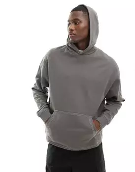 ASOS DESIGN — худи оверсайз черного цвета с эффектом потертости и контрастной строчкой