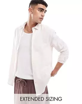 ASOS DESIGN – Элегантная льняная рубашка бледно-розового цвета классического кроя с воротником-стойкой