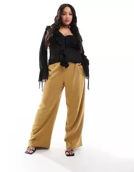 ASOS DESIGN – Элегантная мини-юбка из искусственной кожи цвета хаки с поясом и открытой подкладкой