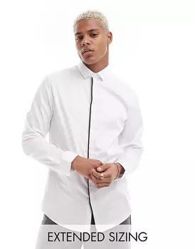 ASOS Design Элегантная рубашка приталенного кроя белого цвета с черной окантовкой