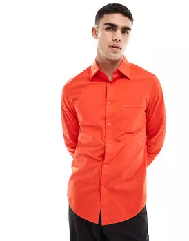 ASOS Design – Элегантная рубашка ярко-красного цвета с широким воротником с лацканами