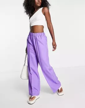 ASOS DESIGN – Элегантные брюки фиолетового цвета с эластичным поясом