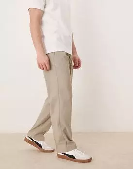 ASOS DESIGN - Элегантные брюки прямого кроя из светло-серого меланжевого цвета с регулировочными ремнями по бокам