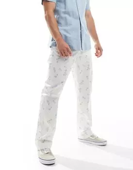 ASOS DESIGN – Элегантные брюки прямого кроя с мелким цветочным узором синего цвета