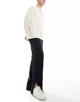 ASOS DESIGN — Элегантные черные прямые брюки с завышенной талией и разрезами по бокам