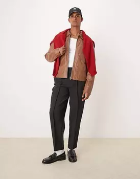 ASOS DESIGN – Элегантные зауженные черные брюки оверсайз с полосками