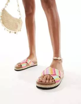 ASOS DESIGN - Jessie - Эспадрильи на плоской платформе с перекрестными ремешками Rainbow