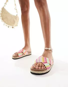 ASOS DESIGN – Jessie – Эспадрильи Rainbow с перекрестными ремешками и плоской подошвой на платформе