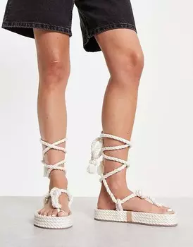 ASOS DESIGN – Jetsetter – Премиальные эспадрильи на шнуровке натурального цвета