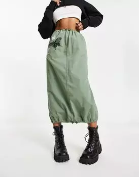 ASOS DESIGN - Юбка макси с вышитым узором бабочки