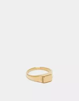 ASOS DESIGN – кольцо-печатка из нержавеющей стали золотистого цвета с матовым верхом
