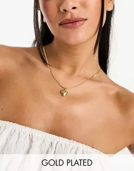 ASOS DESIGN – колье из 14-каратного золота с подвеской в виде сердца