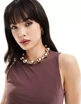 ASOS DESIGN — Колье из комбинированных металлов с шариками и стержнями