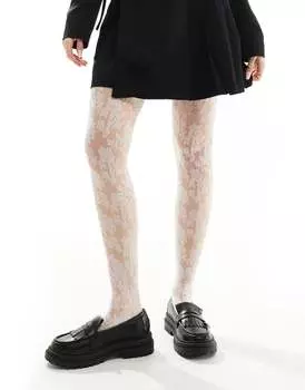 ASOS DESIGN — Колготки из белого кружева с цветочным принтом