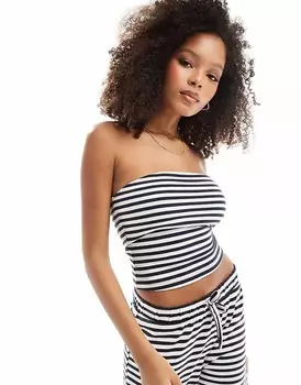 ASOS DESIGN – Комбинированный топ без бретелек в темно-синюю и белую полоску