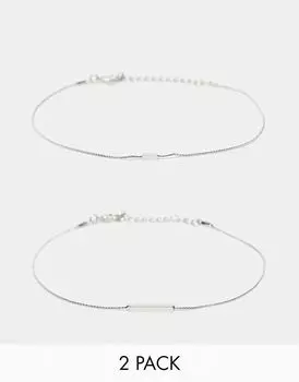 ASOS DESIGN – Комплект из 2 серебряных браслетов на ногу