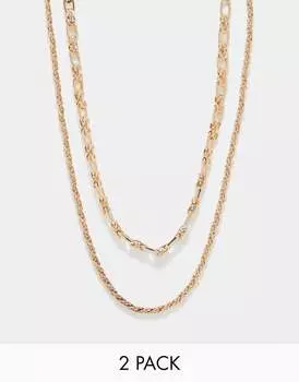 ASOS DESIGN – Комплект из 2 золотых колье