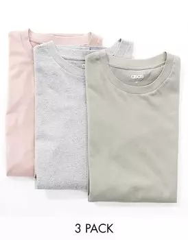 ASOS DESIGN – Комплект из 3 футболок оверсайз в 3 разных цветах