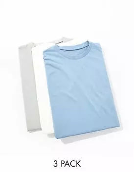 ASOS DESIGN – комплект из 3 футболок с короткими рукавами и круглым вырезом разных цветов
