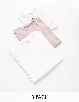 ASOS DESIGN Комплект из 3 футболок с круглым вырезом в 3 разных цветах