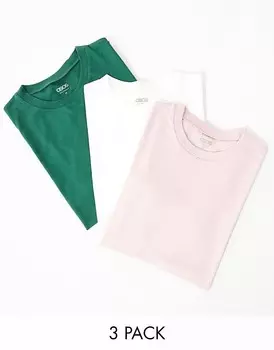 ASOS DESIGN Комплект из 3 футболок с круглым вырезом в 3 разных цветах