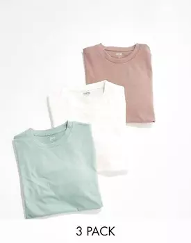ASOS DESIGN – комплект из 3 футболок с длинными рукавами и круглым вырезом разных цветов