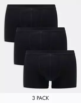 ASOS DESIGN – комплект из 3 пар черных хлопковых боксеров